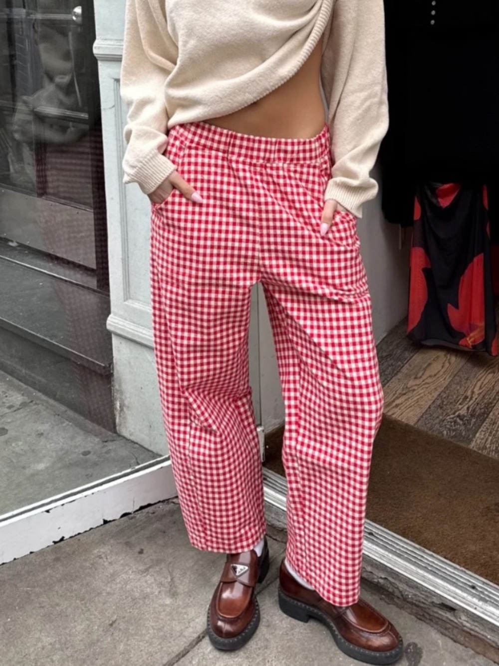 Le Bon Shoppe Arc Pants in Red Gingham M